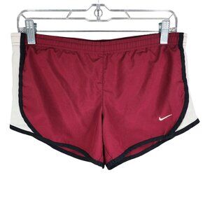 Nike Women's Dri-Fit Athletic Running Shorts Burgundy, Black & White Size M